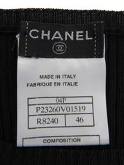 2004年製 ボーダーパターンメッシュCCマーク半袖ニットトップス ブラック/ピンク