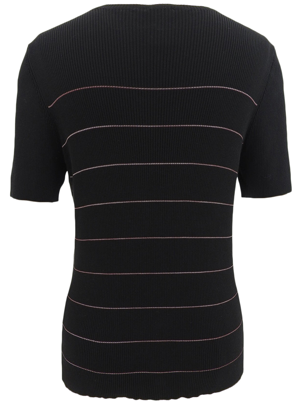 2004年製 ボーダーパターンメッシュCCマーク半袖ニットトップス ブラック/ピンク