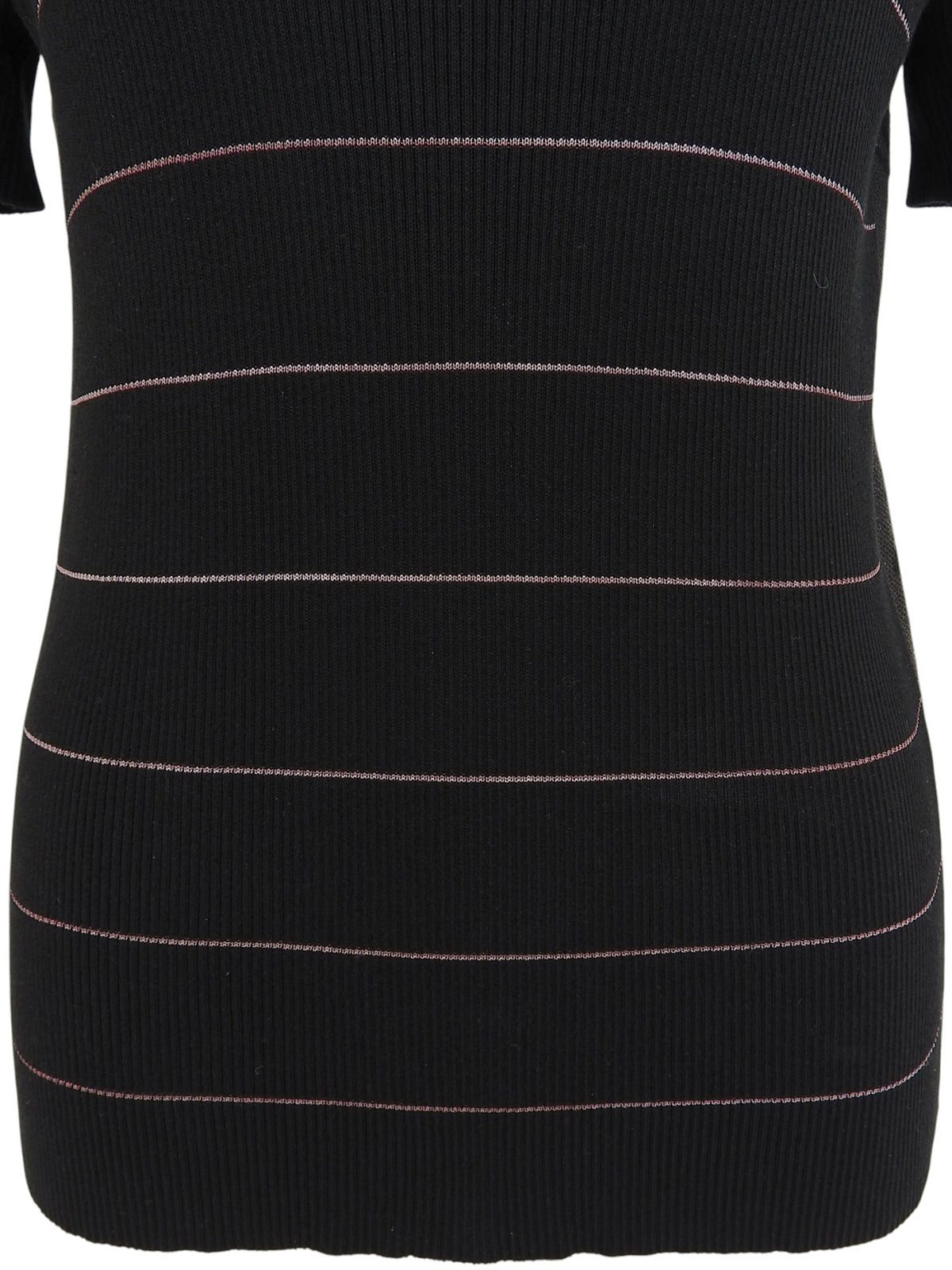 2004年製 ボーダーパターンメッシュCCマーク半袖ニットトップス ブラック/ピンク