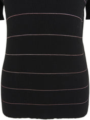 2004年製 ボーダーパターンメッシュCCマーク半袖ニットトップス ブラック/ピンク