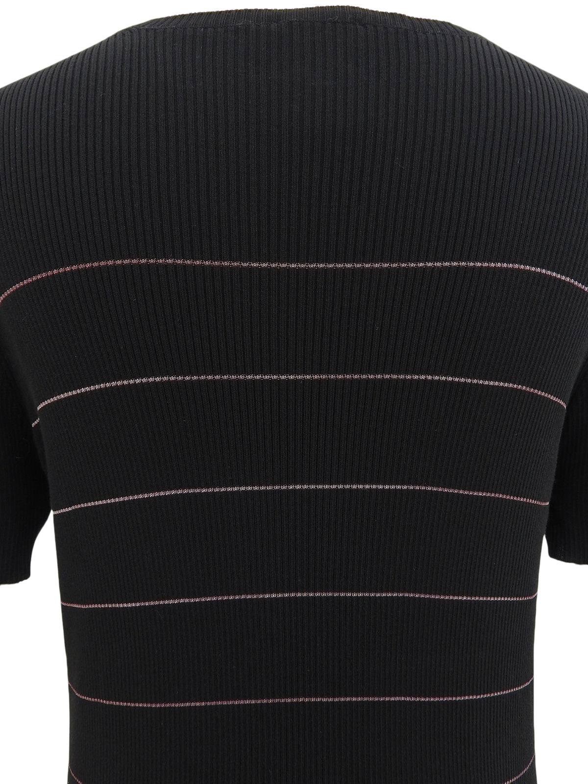 2004年製 ボーダーパターンメッシュCCマーク半袖ニットトップス ブラック/ピンク