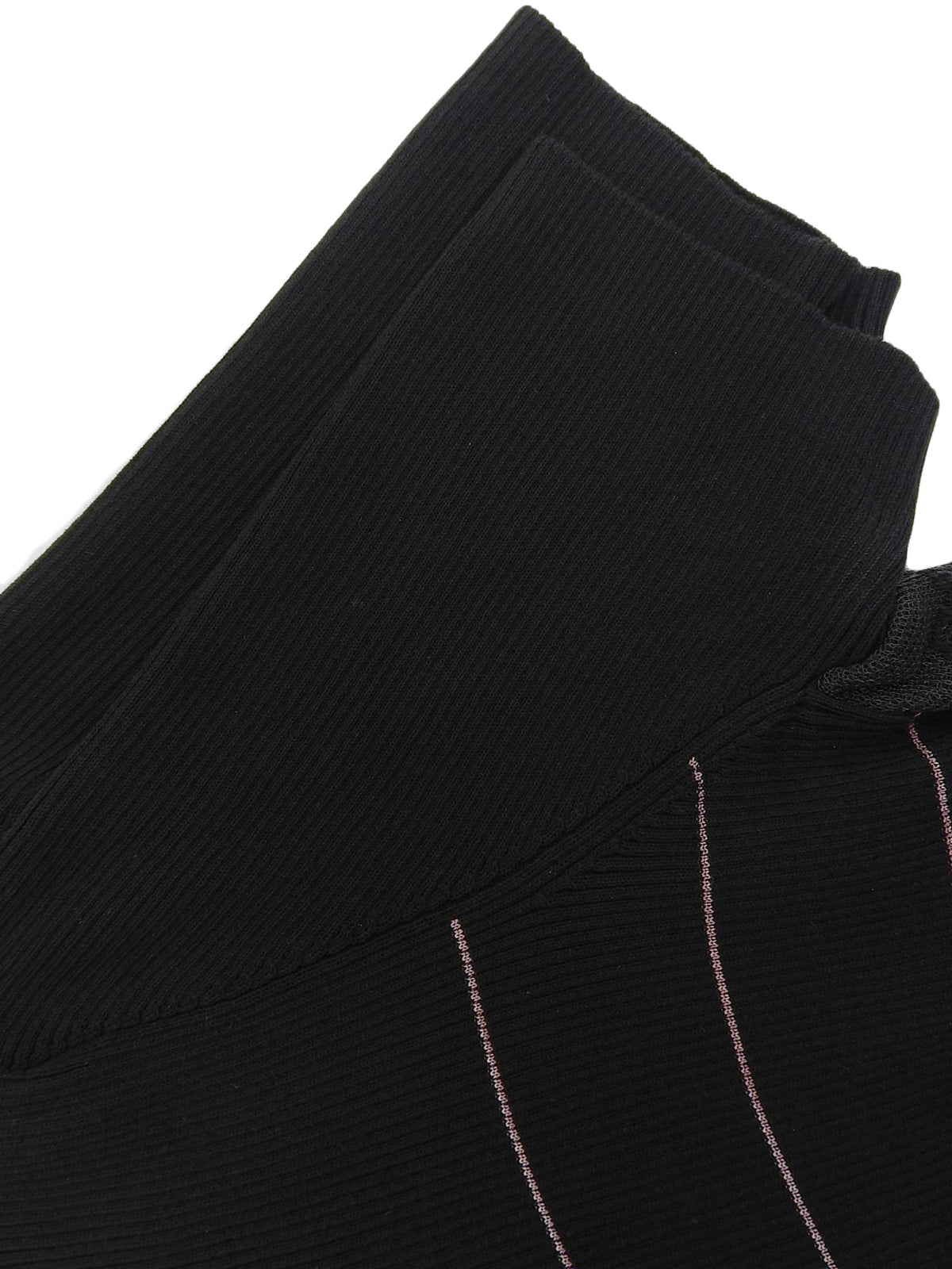 2004年製 ボーダーパターンメッシュCCマーク半袖ニットトップス ブラック/ピンク