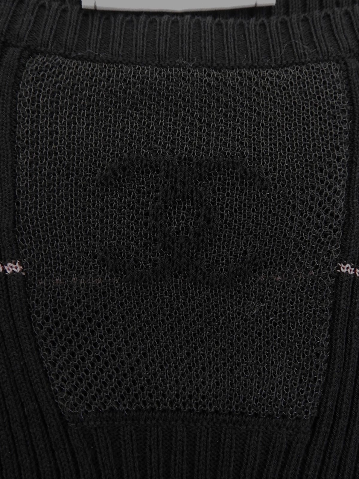 2004年製 ボーダーパターンメッシュCCマーク半袖ニットトップス ブラック/ピンク