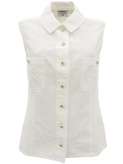 CC Mark Button Sleeveless Blouse White