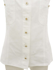 CCマークボタンノースリーブブラウス ホワイト