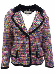 ツイードロゴボタンジャケット ブラック/マルチ