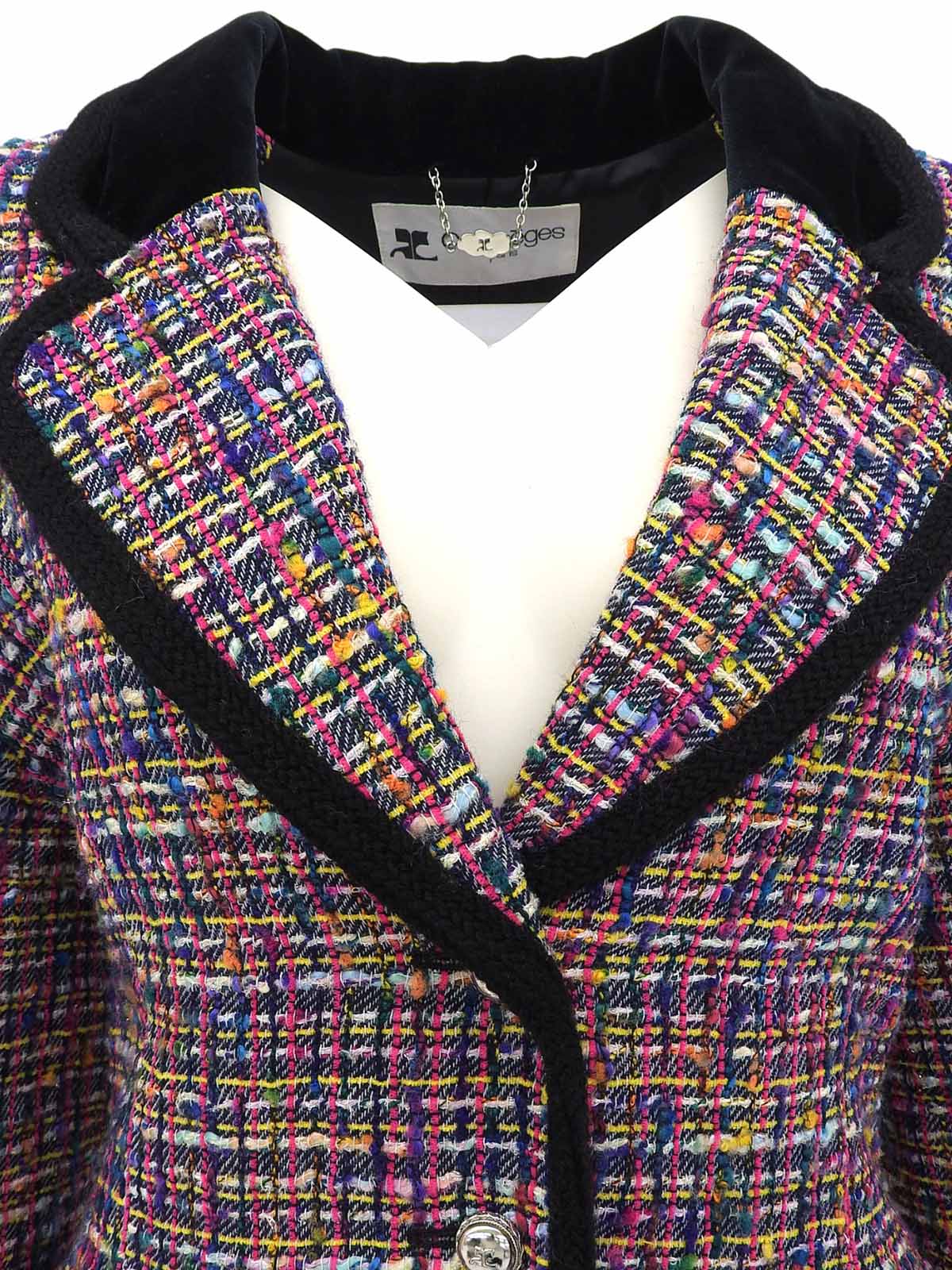 ツイードロゴボタンジャケット ブラック/マルチ