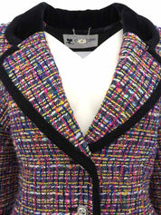 ツイードロゴボタンジャケット ブラック/マルチ