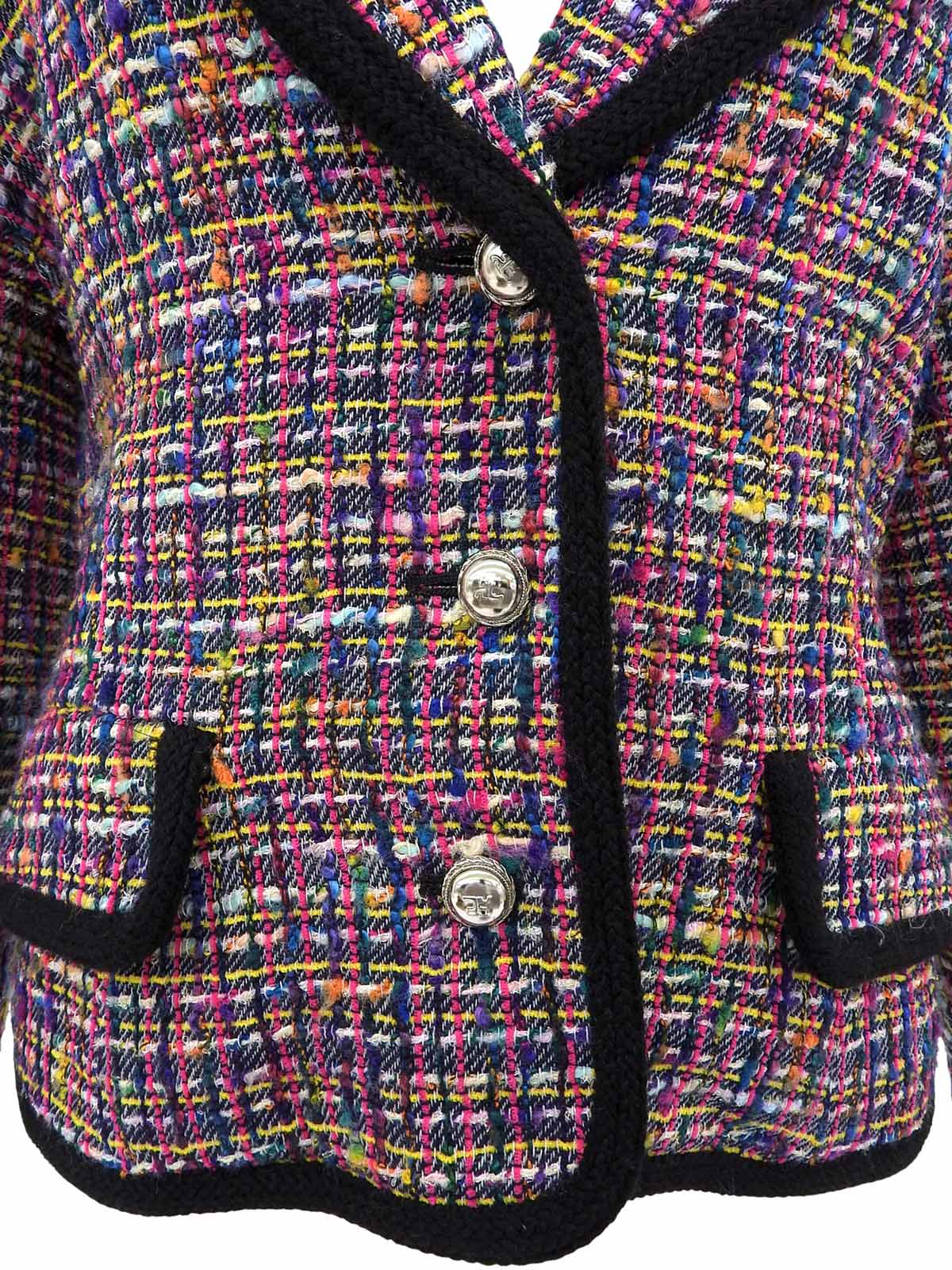 ツイードロゴボタンジャケット ブラック/マルチ