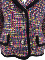 ツイードロゴボタンジャケット ブラック/マルチ