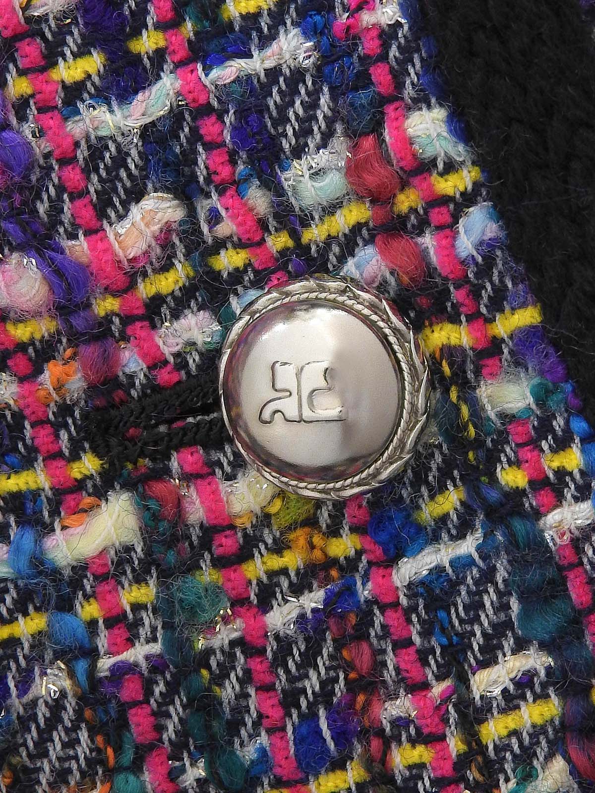 ツイードロゴボタンジャケット ブラック/マルチ