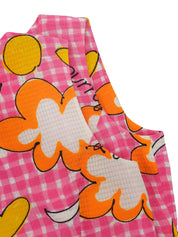 フラワーチェックパターンノースリーブワンピース ピンク