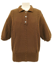 半袖ニットトップス ブラウン