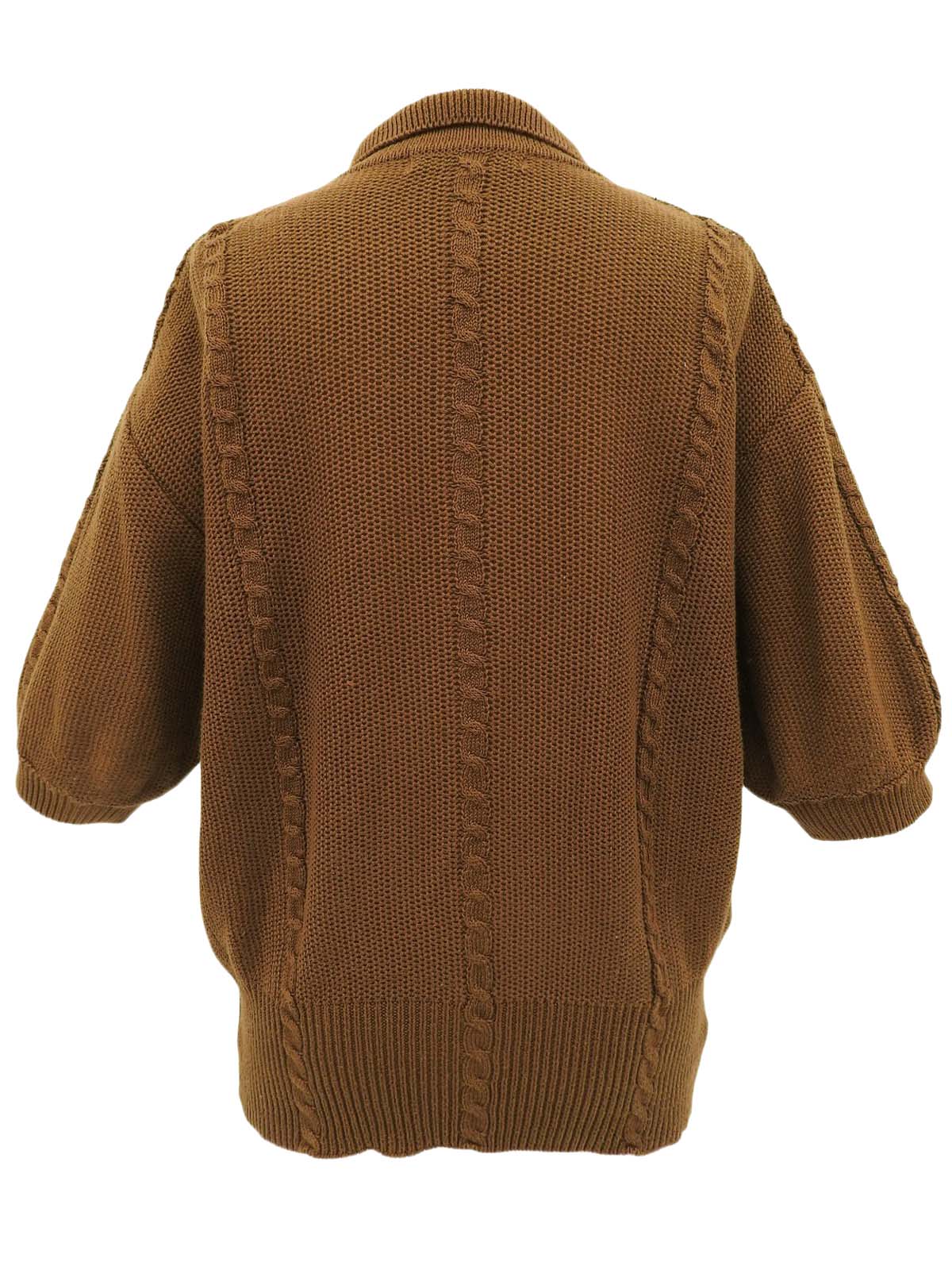 半袖ニットトップス ブラウン