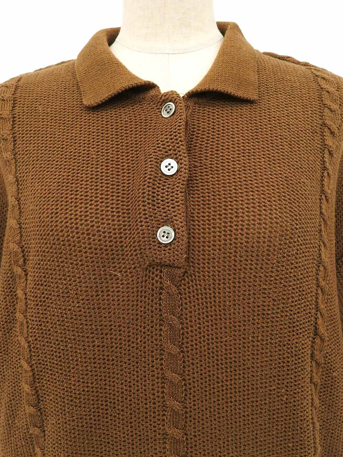 ハーフスリーブニットトップス　ブラウン