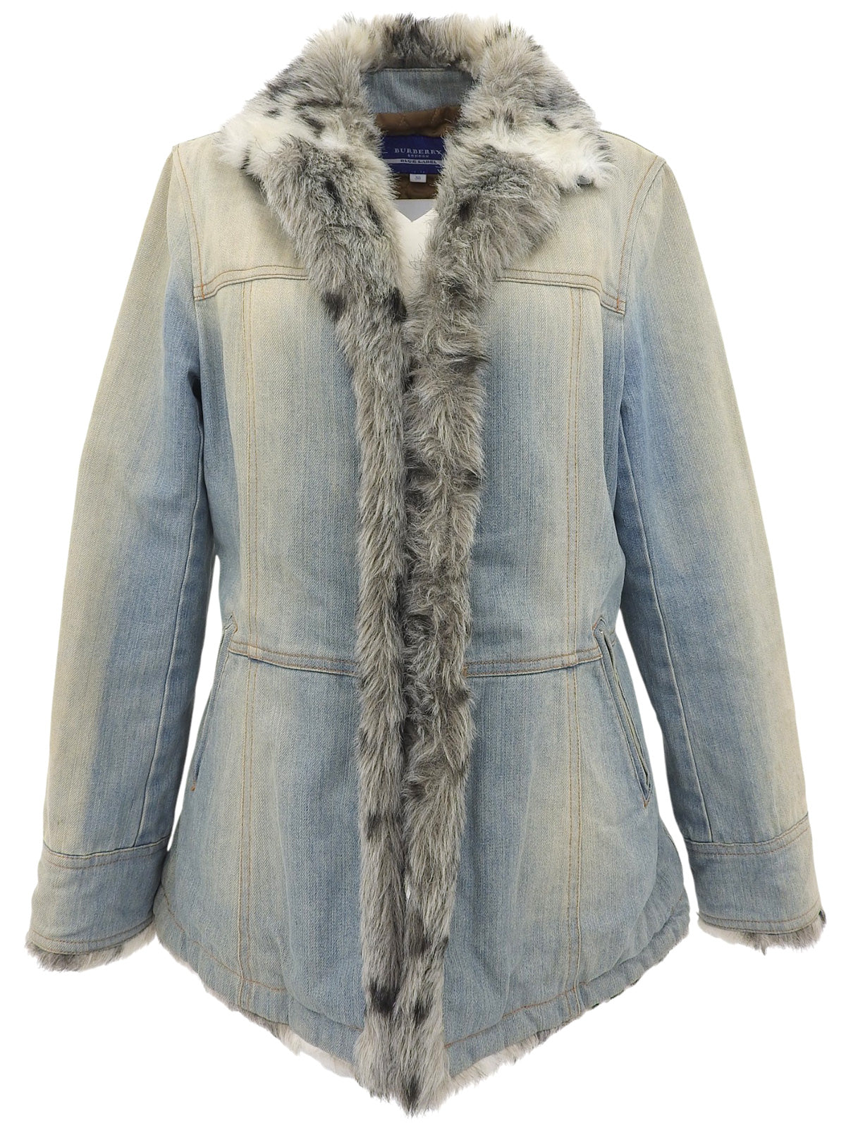 ファーデニムジャケット　ライトブルー/ベージュ