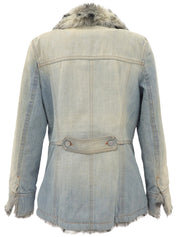 ファーデニムジャケット　ライトブルー/ベージュ