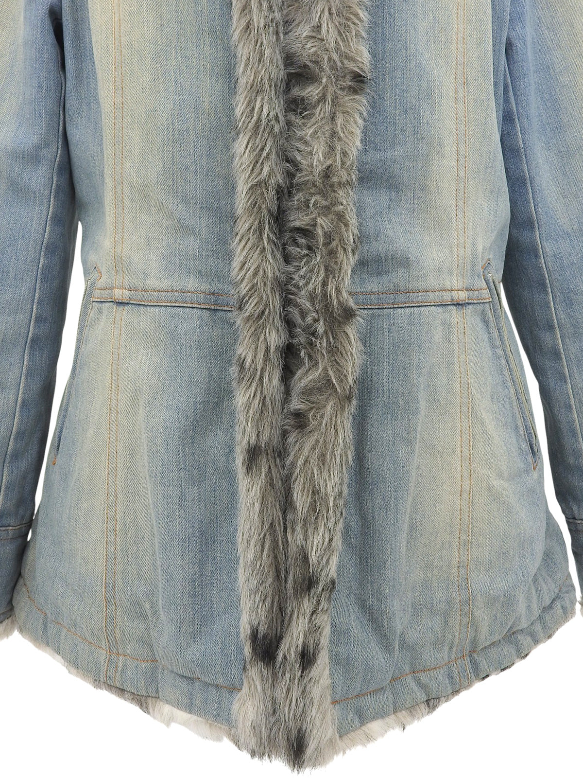 ファーデニムジャケット　ライトブルー/ベージュ