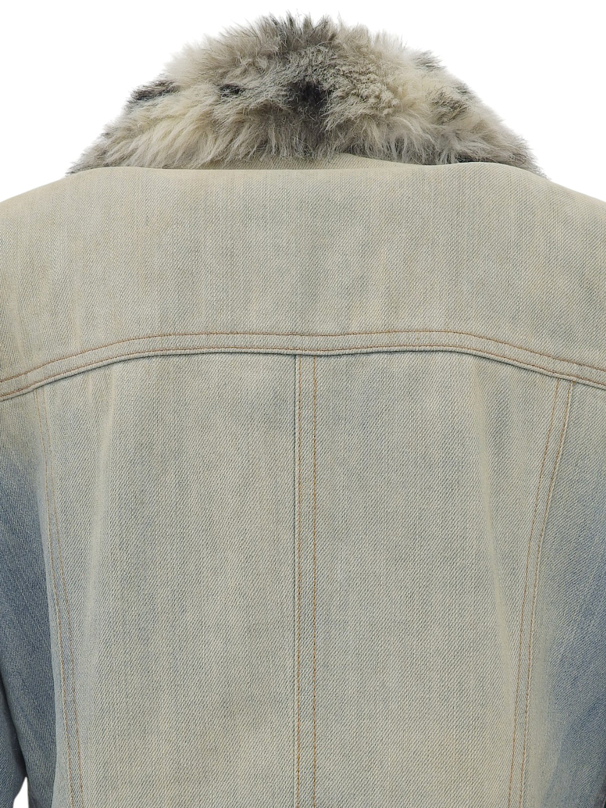 ファーデニムジャケット　ライトブルー/ベージュ