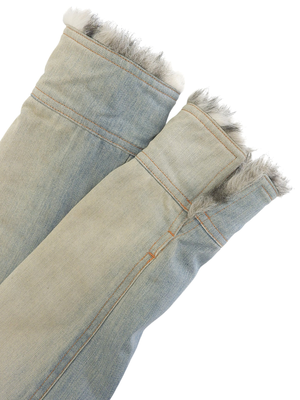 ファーデニムジャケット　ライトブルー/ベージュ