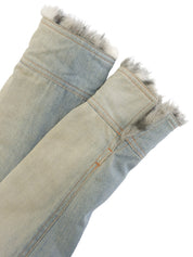 ファーデニムジャケット　ライトブルー/ベージュ