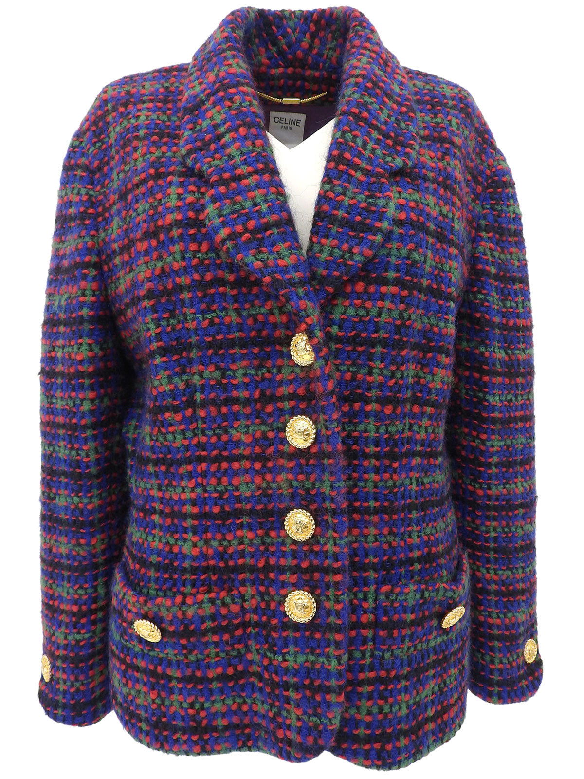 Tweed Macadam Button Jacket in Red/Multi