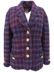 Tweed Macadam Button Jacket in Red/Multi