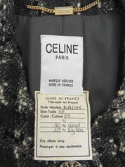Tweed chain macadam button collarless jacket in gray/black/white