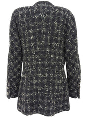 Tweed chain macadam button collarless jacket in gray/black/white
