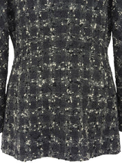 Tweed chain macadam button collarless jacket in gray/black/white