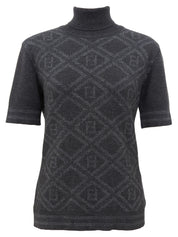 ウールFFズッカパターン半袖ニットトップス グレー