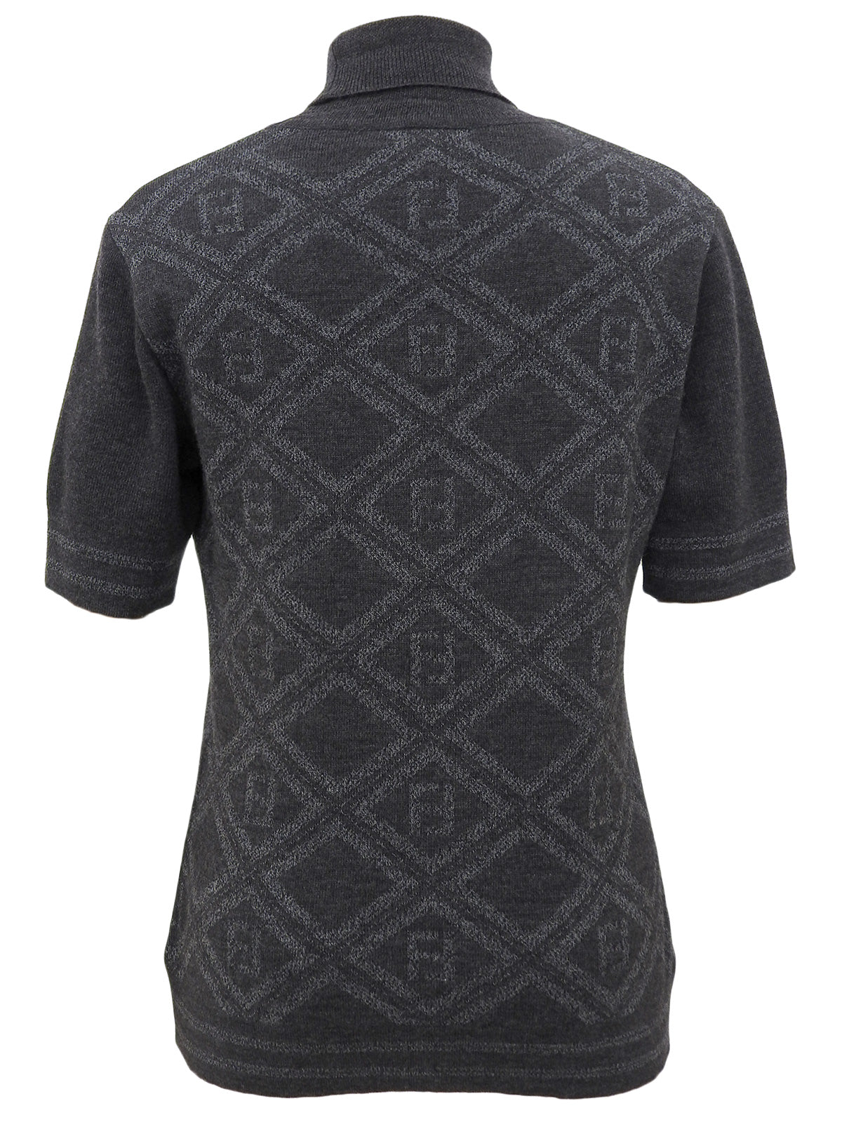 ウールFFズッカパターン半袖ニットトップス グレー