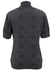 ウールFFズッカパターン半袖ニットトップス グレー