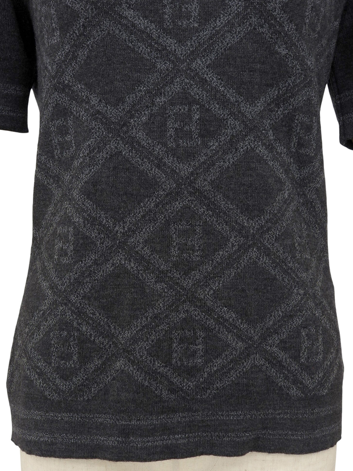 ウールFFズッカパターン半袖ニットトップス グレー