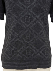 ウールFFズッカパターン半袖ニットトップス グレー