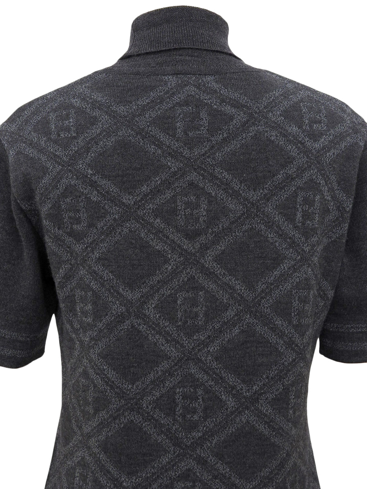 ウールFFズッカパターン半袖ニットトップス グレー