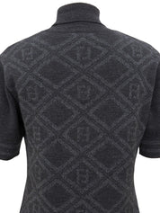 ウールFFズッカパターン半袖ニットトップス グレー