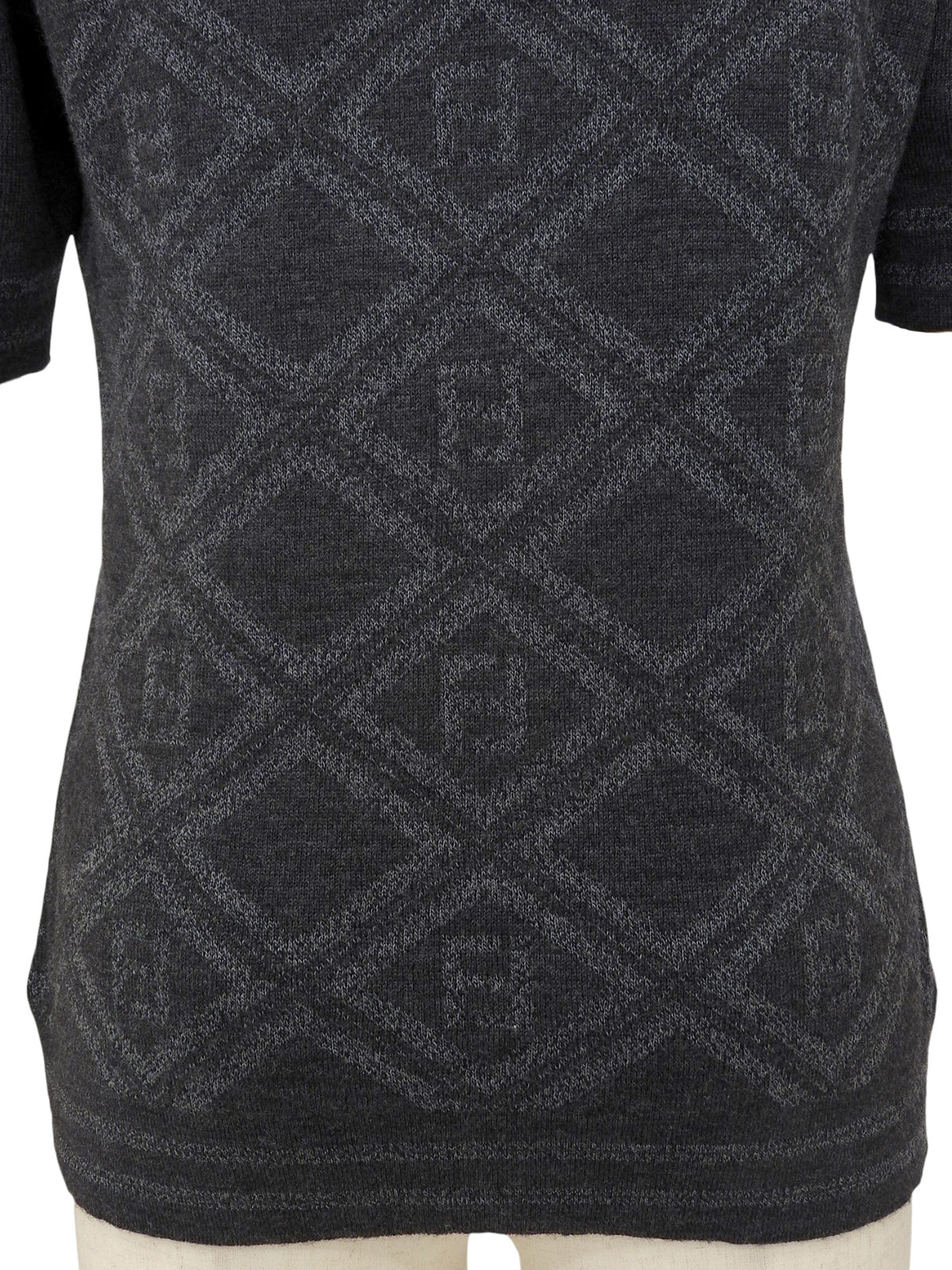 ウールFFズッカパターン半袖ニットトップス グレー