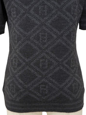 ウールFFズッカパターン半袖ニットトップス グレー