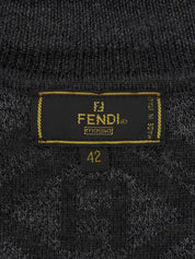 ウールFFズッカパターン半袖ニットトップス グレー