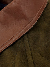 Logo Button Quilted Coat in Khaki