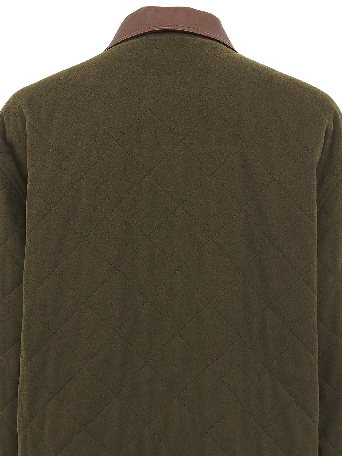 Logo Button Quilted Coat in Khaki
