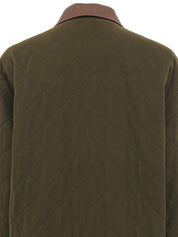 Logo Button Quilted Coat in Khaki