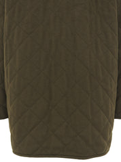 Logo Button Quilted Coat in Khaki