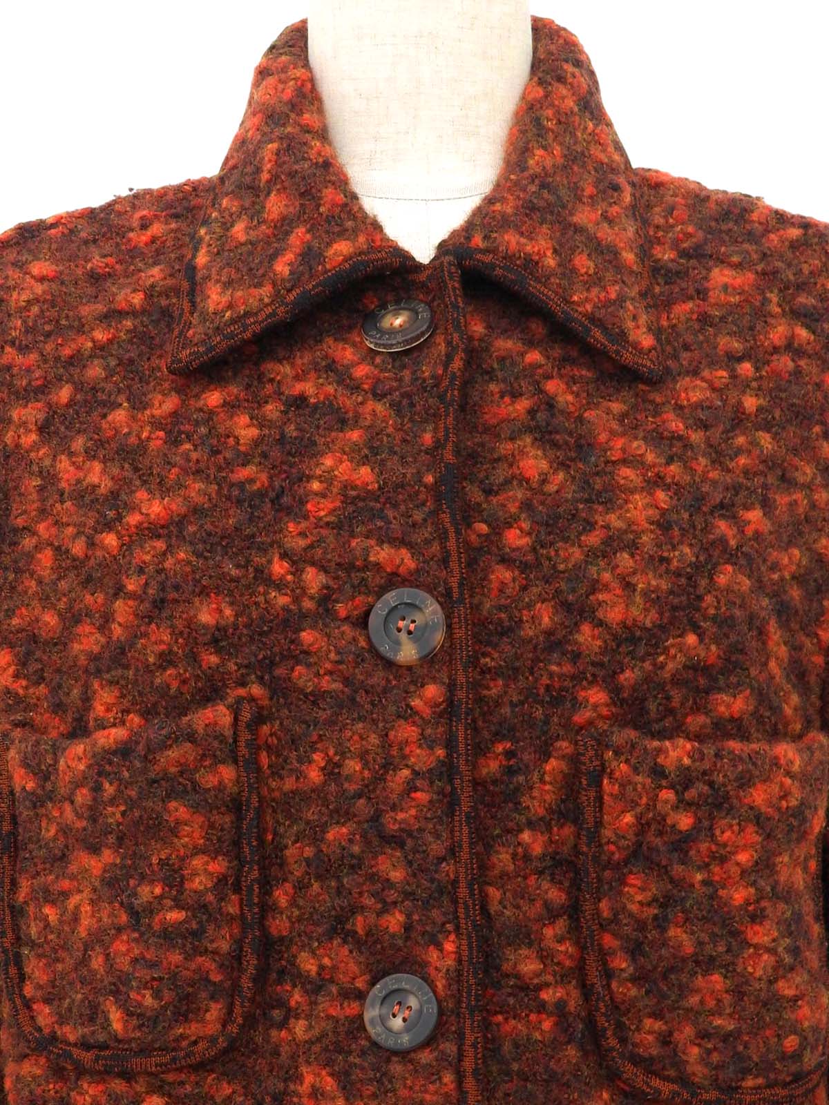 ロゴボタンニットコート ブラウン/オレンジ