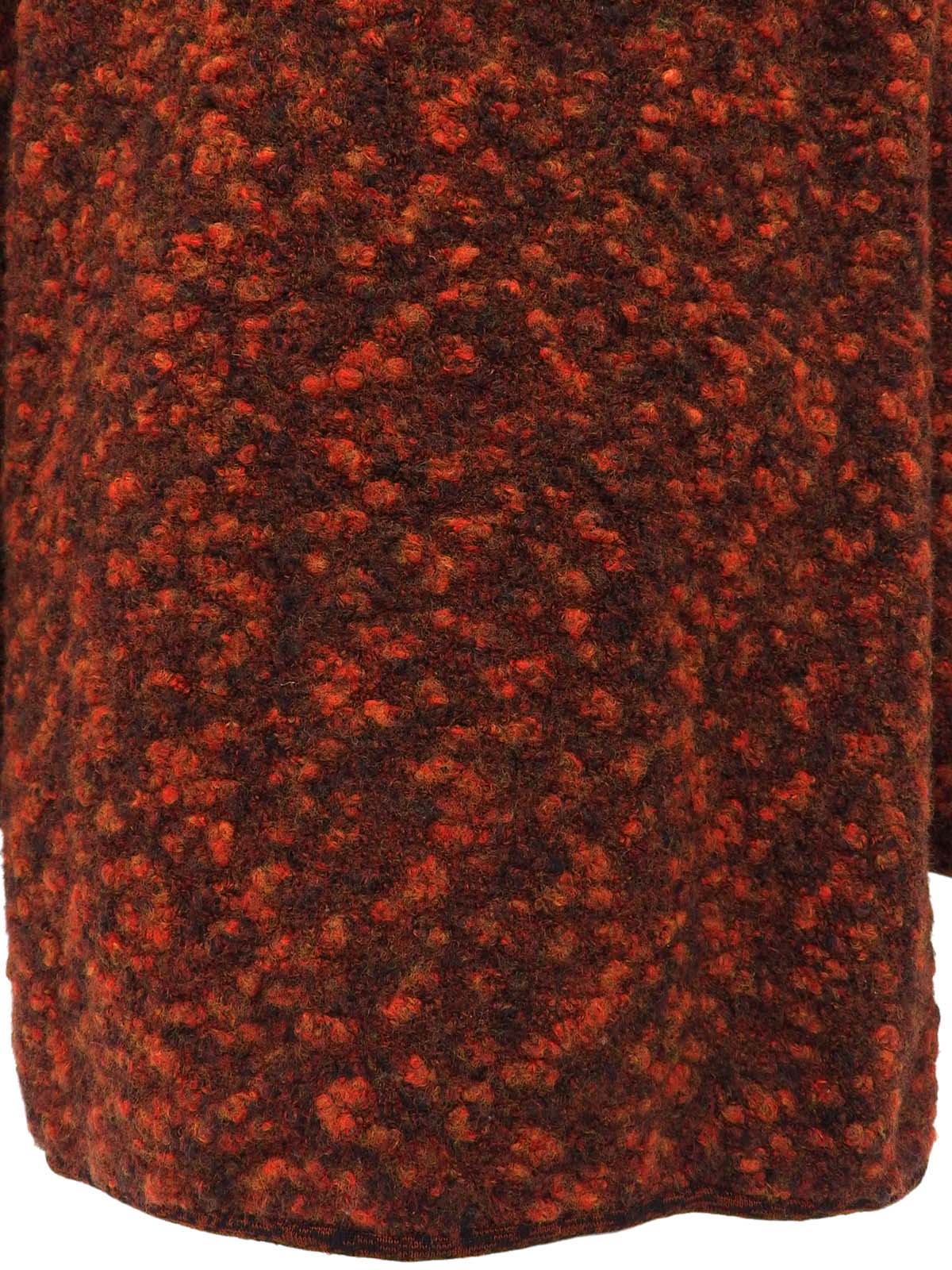 ロゴボタンニットコート ブラウン/オレンジ