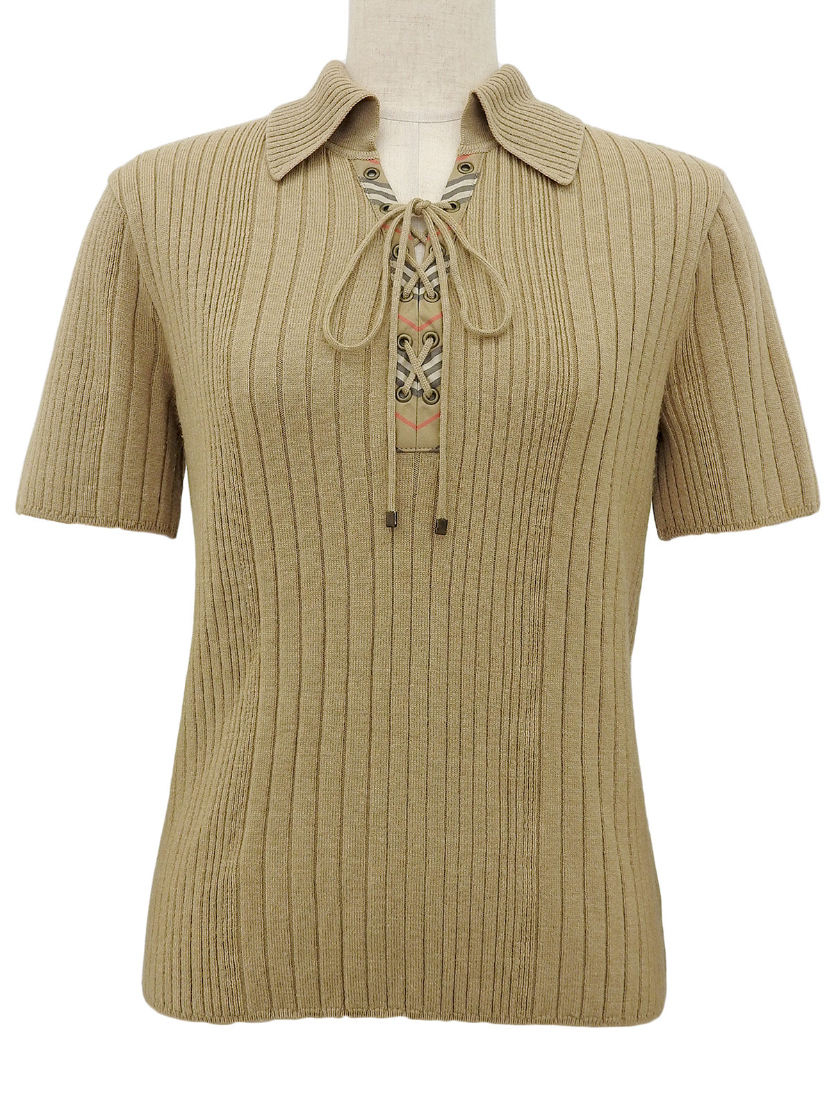 Knit Short Sleeve Top "2 Beige