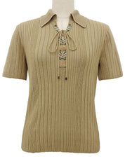 ニット半袖トップス ベージュ