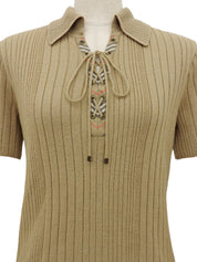 ニット半袖トップス ベージュ