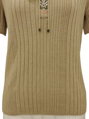 ニット半袖トップス ベージュ